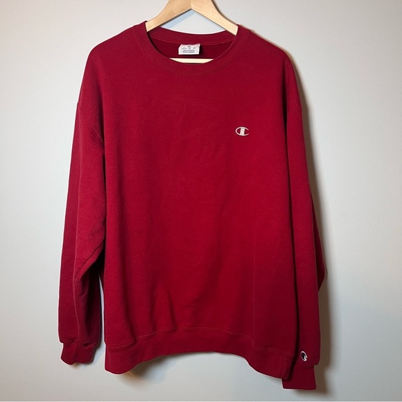 Champion Crewneck Sweatshirt Men’s 2XL Burgundy Dark Red Fleece Pullover **READ - Picture 1 of 5